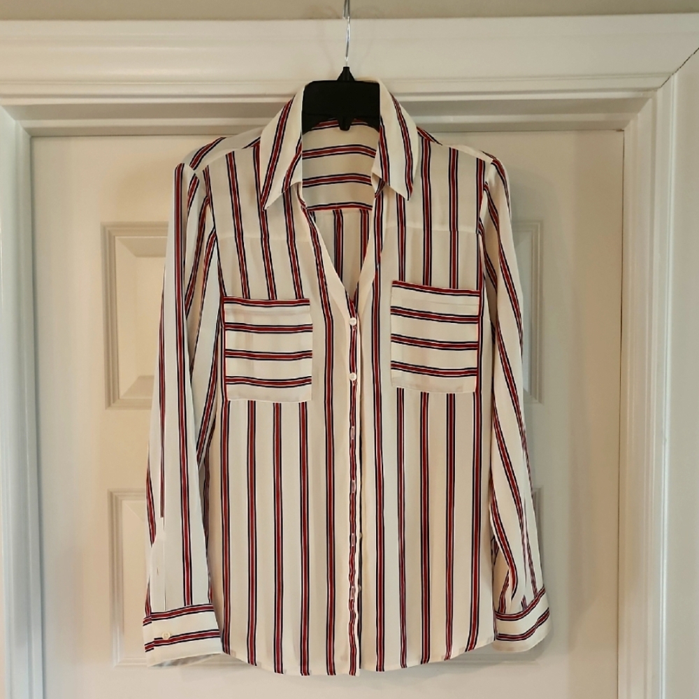 Express Portofino Shirt with Red and Blue Stripes